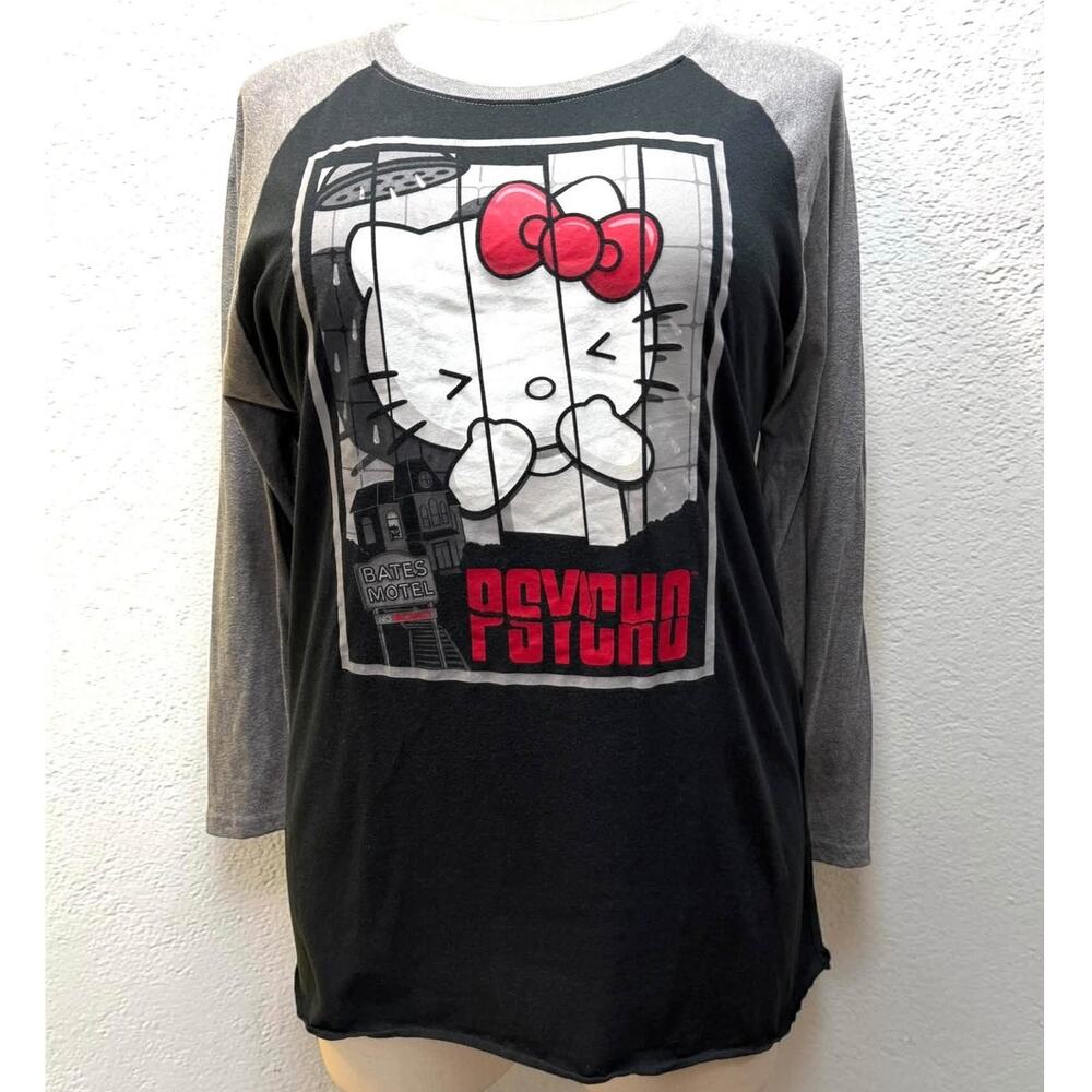 Hello Kitty 2XL PSYCHO Horror Movie Universal Studios Raglan Long Sleeve T Shirt
